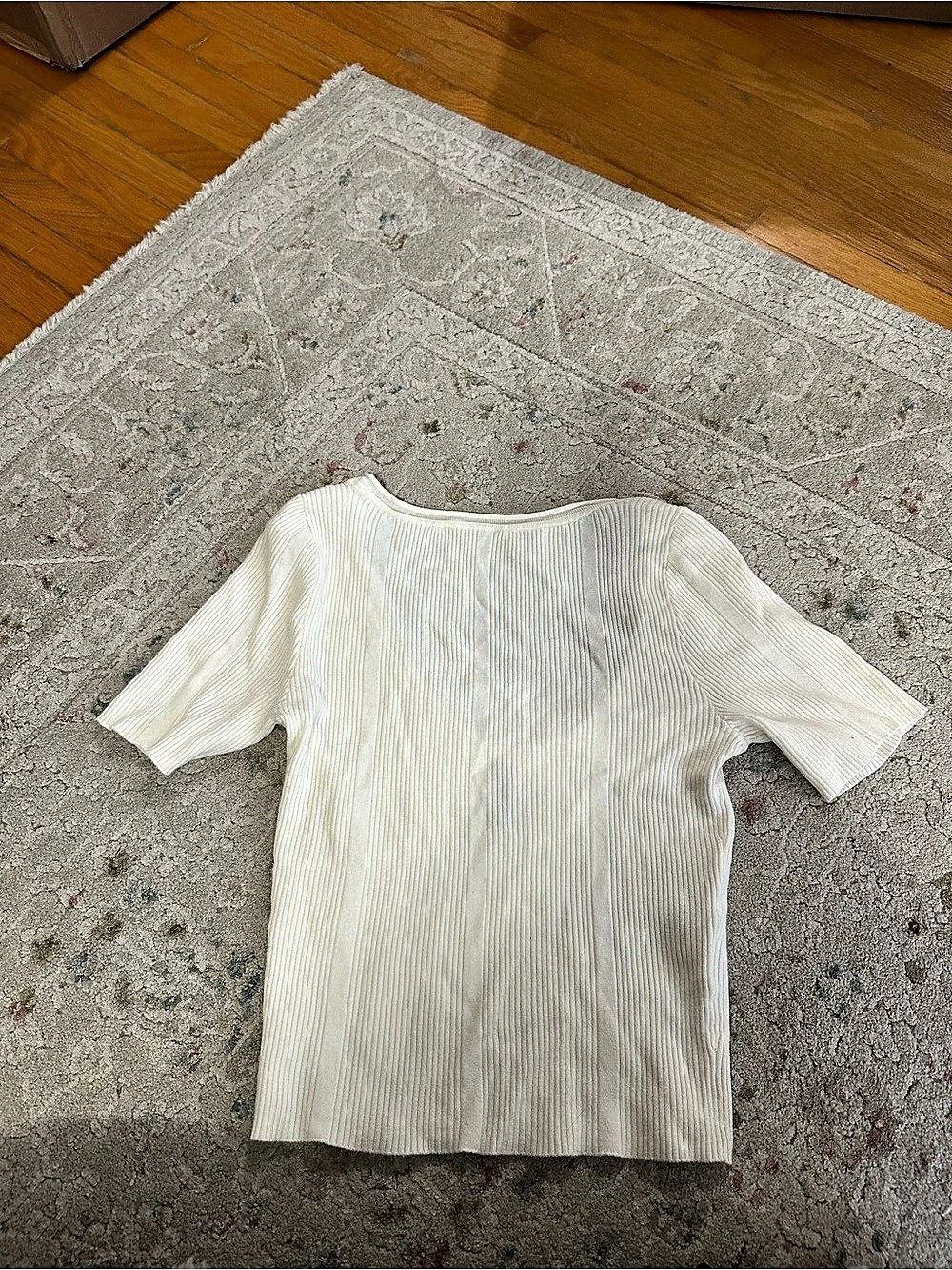 H&M Ribbed Short Sleeve Top in White Size Medium